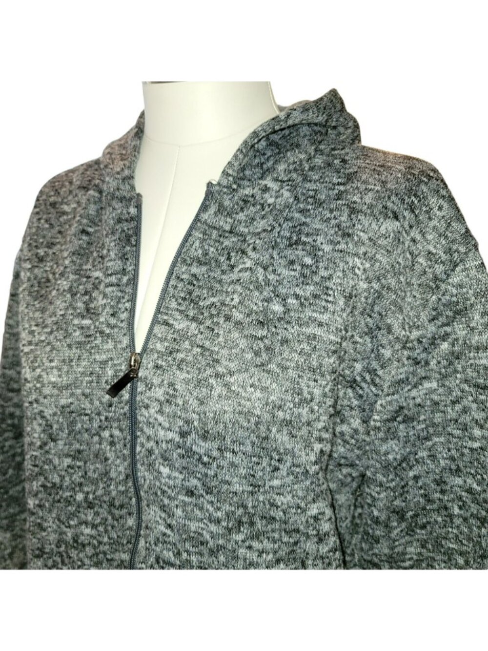 Womans Fleece Jacket Hoodie Zip Front Black Grey Fleck Streetwear Size M JJ3448 - Picture 4 of 9